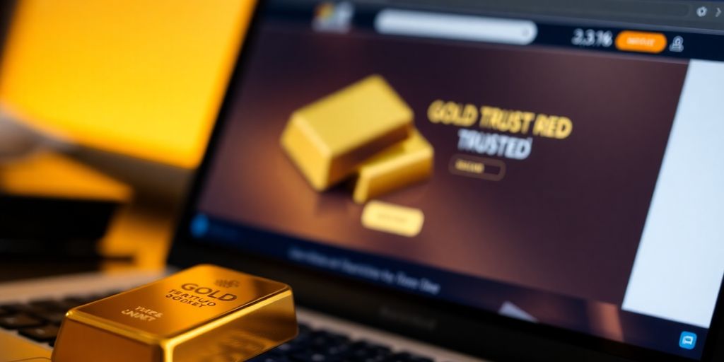 Barre d'or et écran d'ordinateur sécurisé.