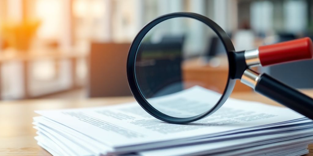 Magnifying glass over diverse job applications