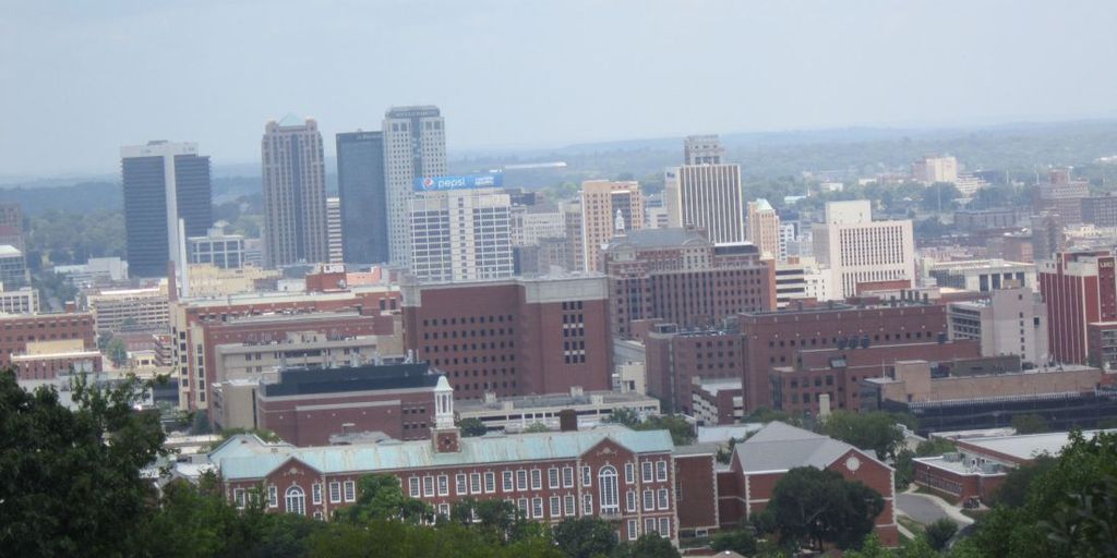 Birmingham cityscape with Cahaba Heights neighborhood