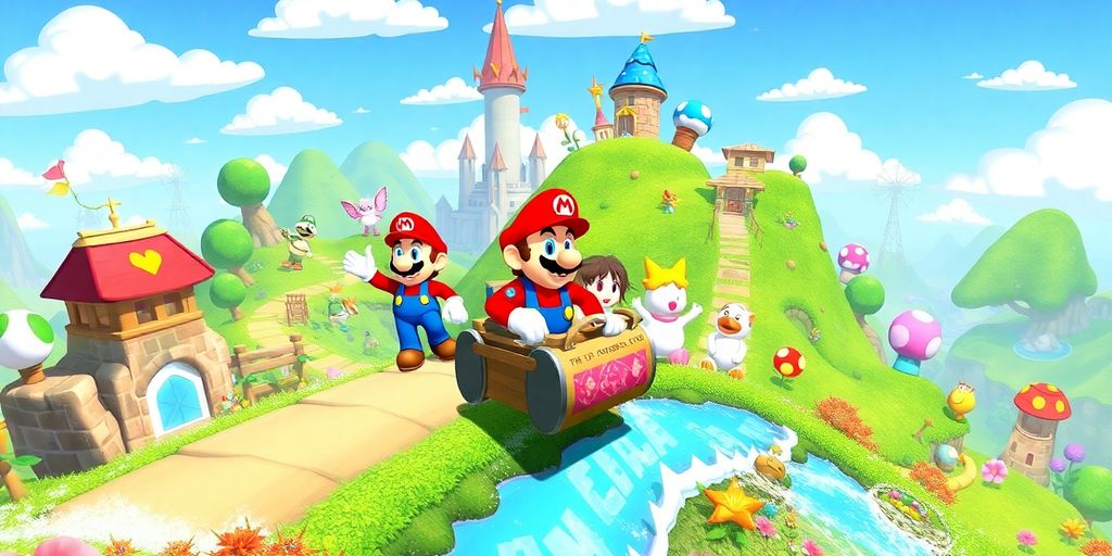 Mario RPG SNES characters adventuring through colorful, magical game worlds.