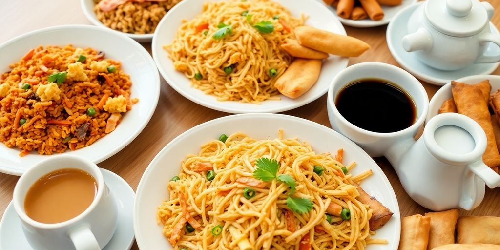 ชาและกาแฟร้อนเสิร์ฟในถ้วยสวยงาม