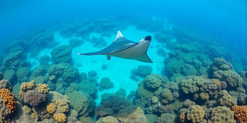 Vibrant coral reef teeming with diverse marine life.