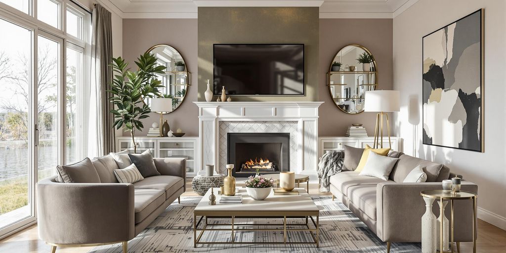 Modern remodeled living room with elegant decor and light.