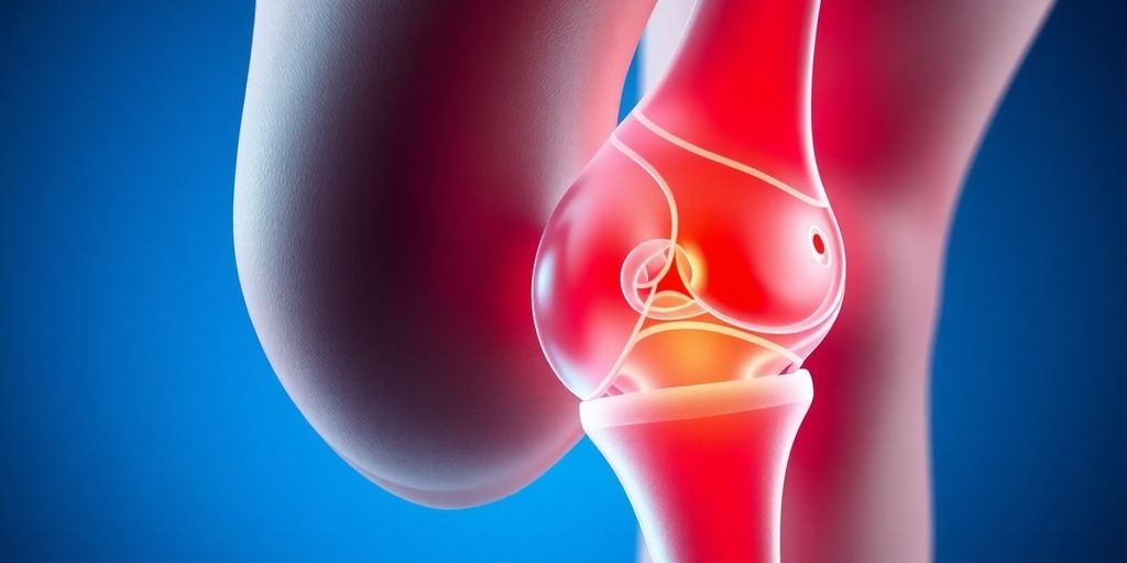Person stretching knee joint with clear fluid.