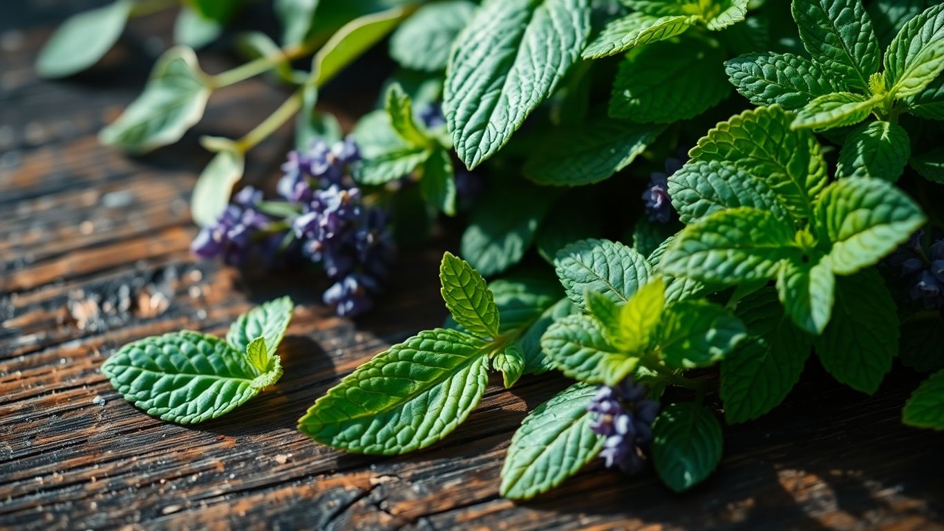 Herbal pain relief with fresh green herbs