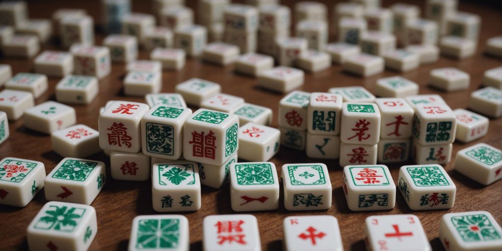 Mahjong tiles arranged neatly, highlighting special tiles with unique meanings for a beginner's guide article.