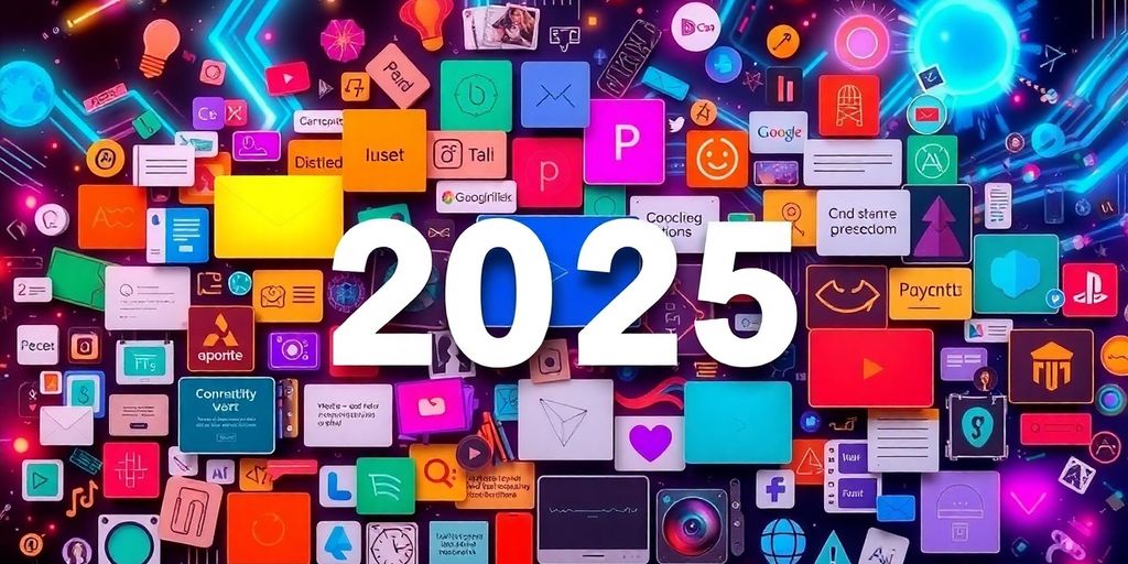 Collage of digital tools and prompts for creators.