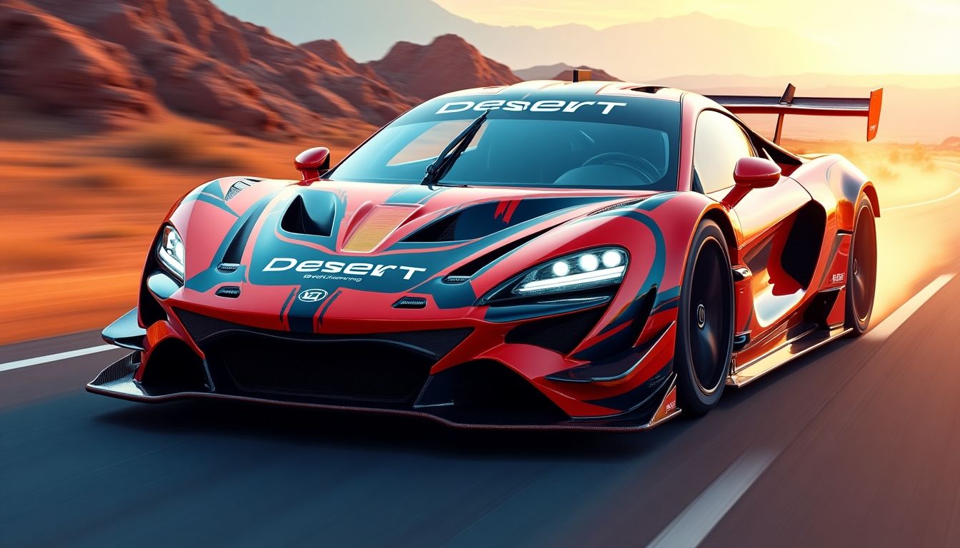 Race car with 'Desert Web Hosting' on the hood.