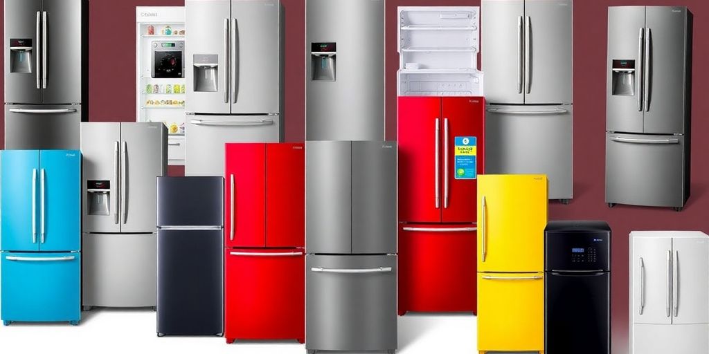Verschiedene Kühlschrankmodelle in modernen Designs.