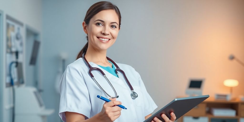 Nurse practitioner displaying medical expertise.