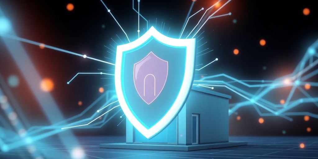 A shield protecting a small business from digital threats.