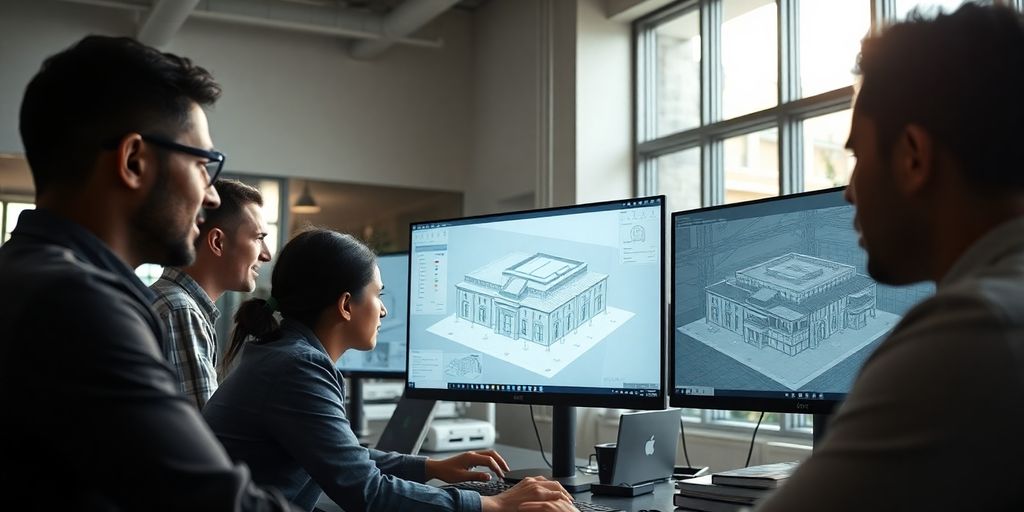 Architects collaborating on a Revit model.