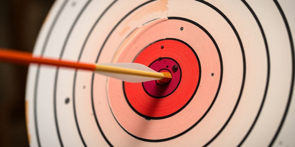 Archer hitting bullseye, precise project target.