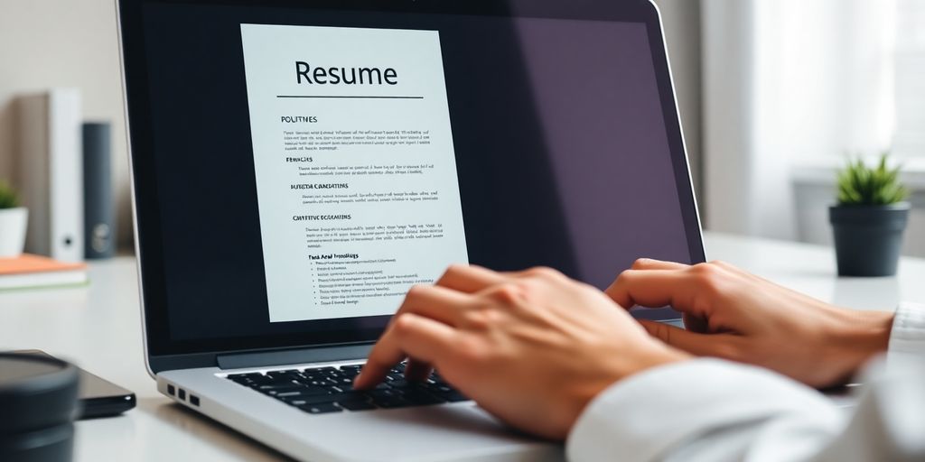 Laptop with resume on screen
