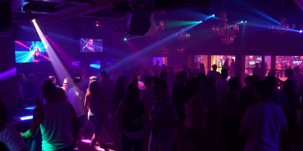 Cabo nightlife with people dancing and enjoying drinks.