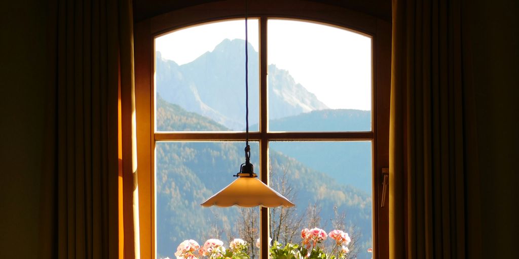 pendant lamp in front of window