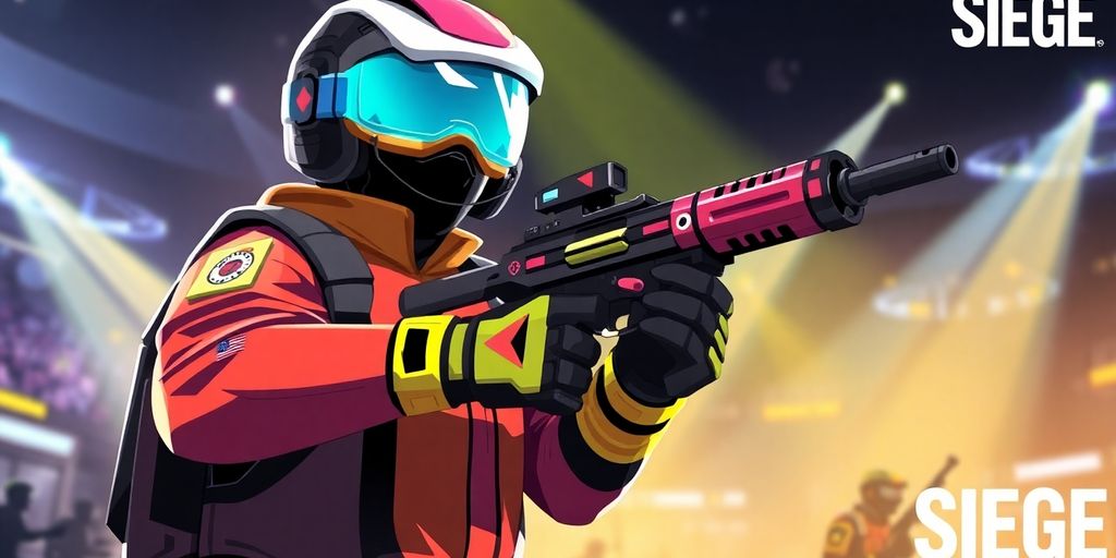 Vibrant R6 Siege esport pack with operator and weapon skins.