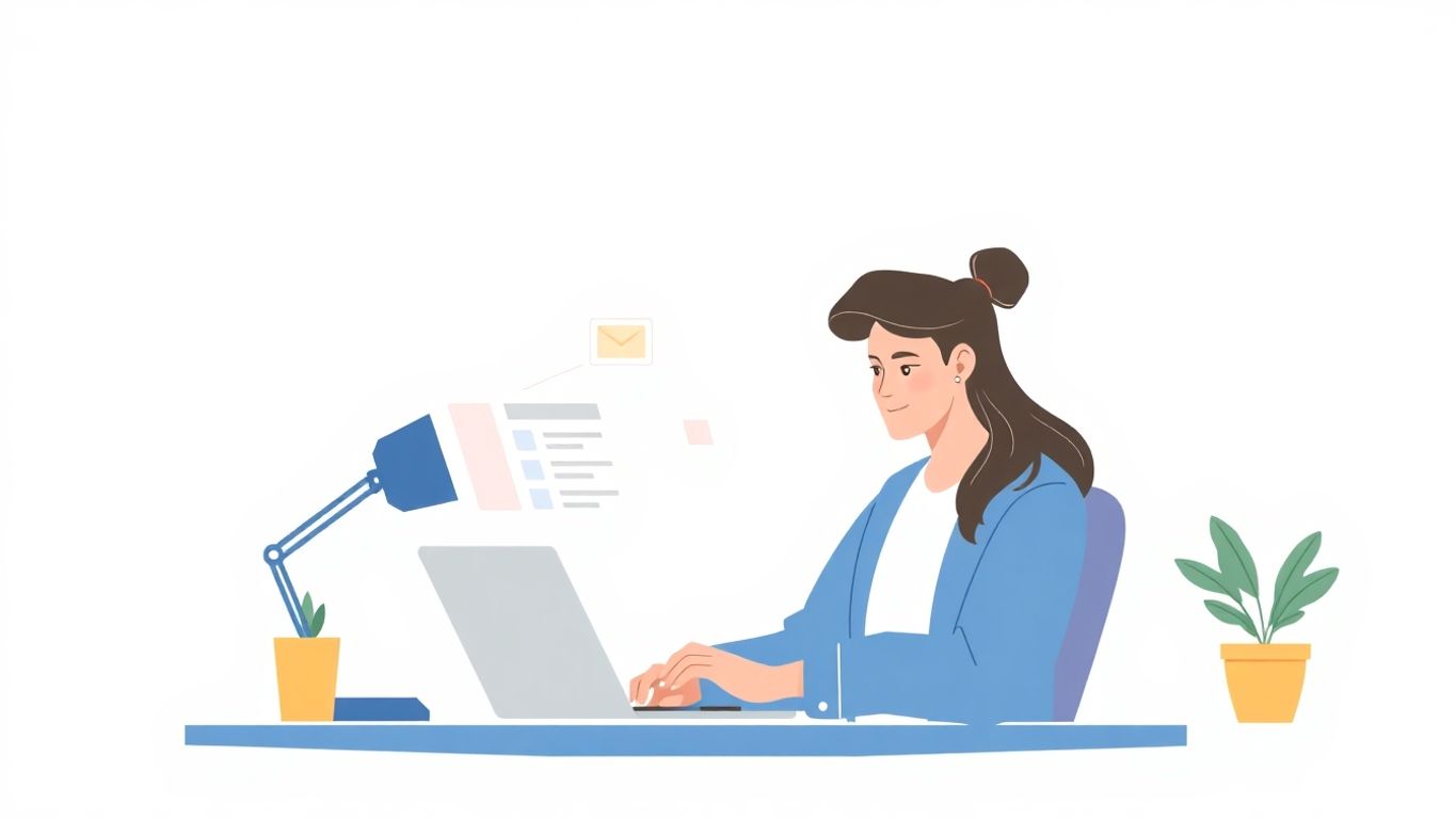 Illustrasjon av digital markedsfører som lager innhold.