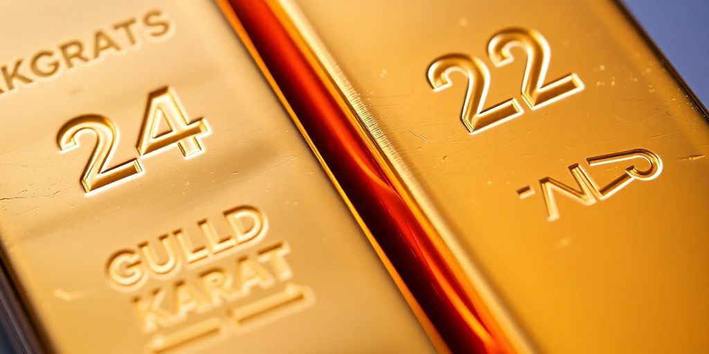 Lingots d'or de 24 et 22 carats.