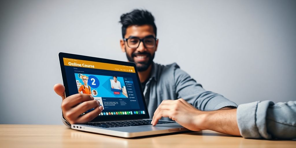 Person successfully navigating a digital learning platform.