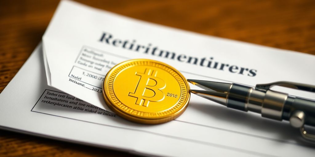 Monnaie en or avec des documents de retraite.