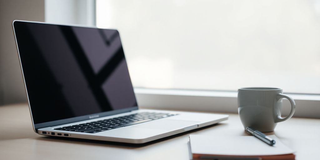 Embracing Single-Tasking: Techniques to Enhance Focus and Efficiency 1 Calm workspace with coffee, laptop, and notepad.