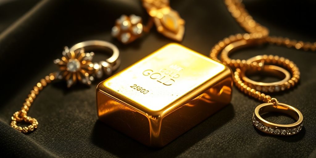 Lingot d'or sur un tissu en velours.