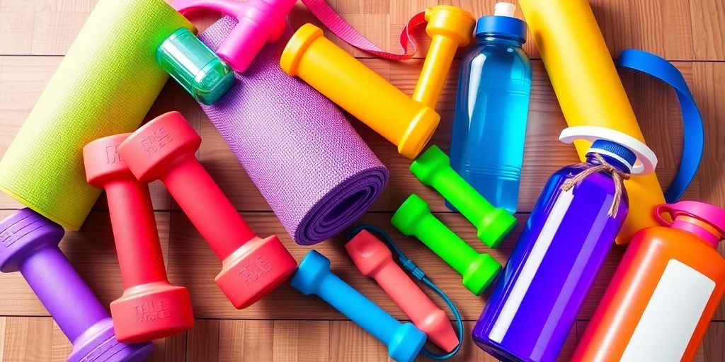 Colorful fitness gear for health and wellness gifts.