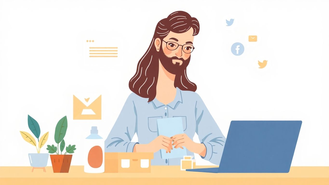 Illustrasjon av småbedrift med budsjettvennlig branding.