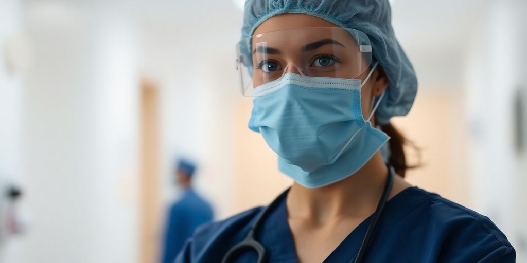 Healthcare worker in PPE after potential exposure.