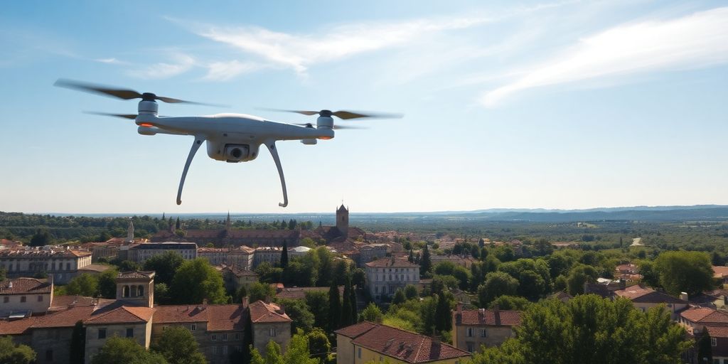 Drone survolant Salon-de-Provence