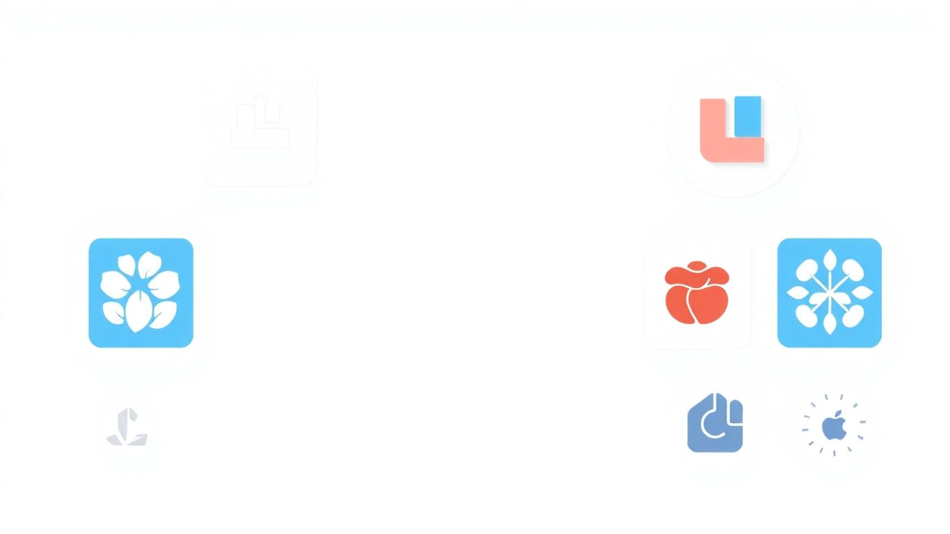 Moderne logo-design med myke farger og enkle detaljer.