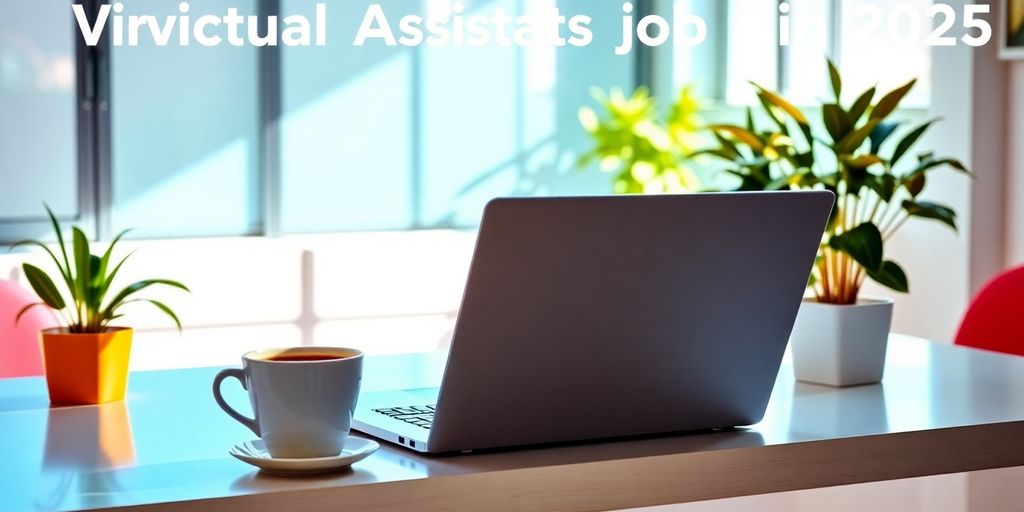 Modern workspace for virtual assistant jobs in 2025.
