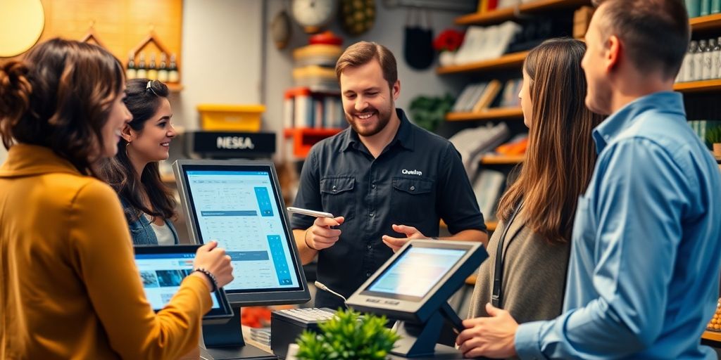 Small business owner with Point of Sale systems.