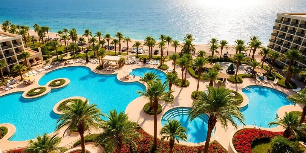 Grand Fiesta Americana Los Cabos resort with pools and ocean.