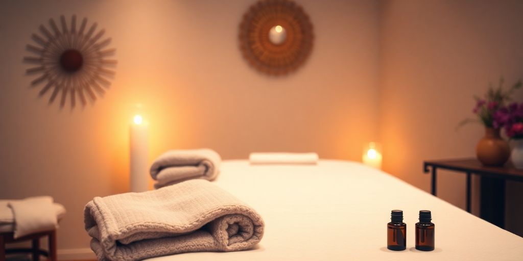 Rahatlatıcı bir masaj ortamı ve spa dekoru.