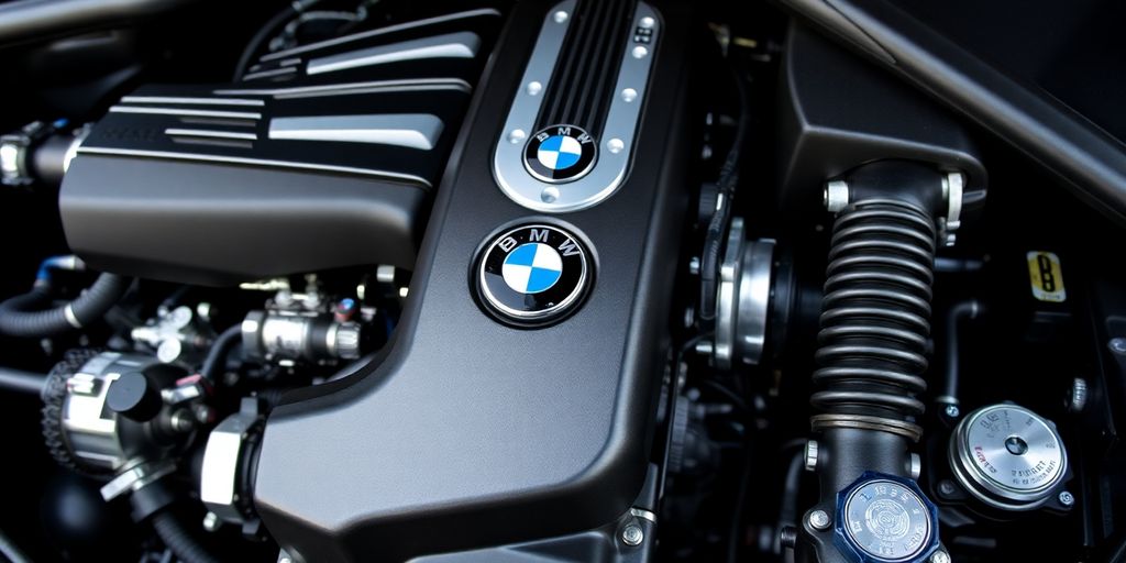 Close-up of a clean, powerful BMW engine.