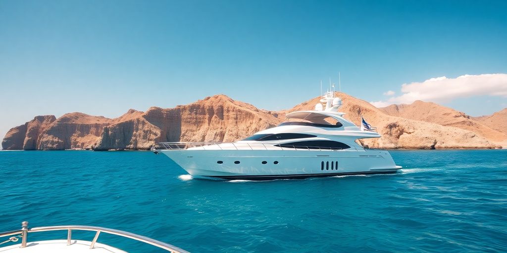 Yacht on blue ocean, Cabo San Lucas