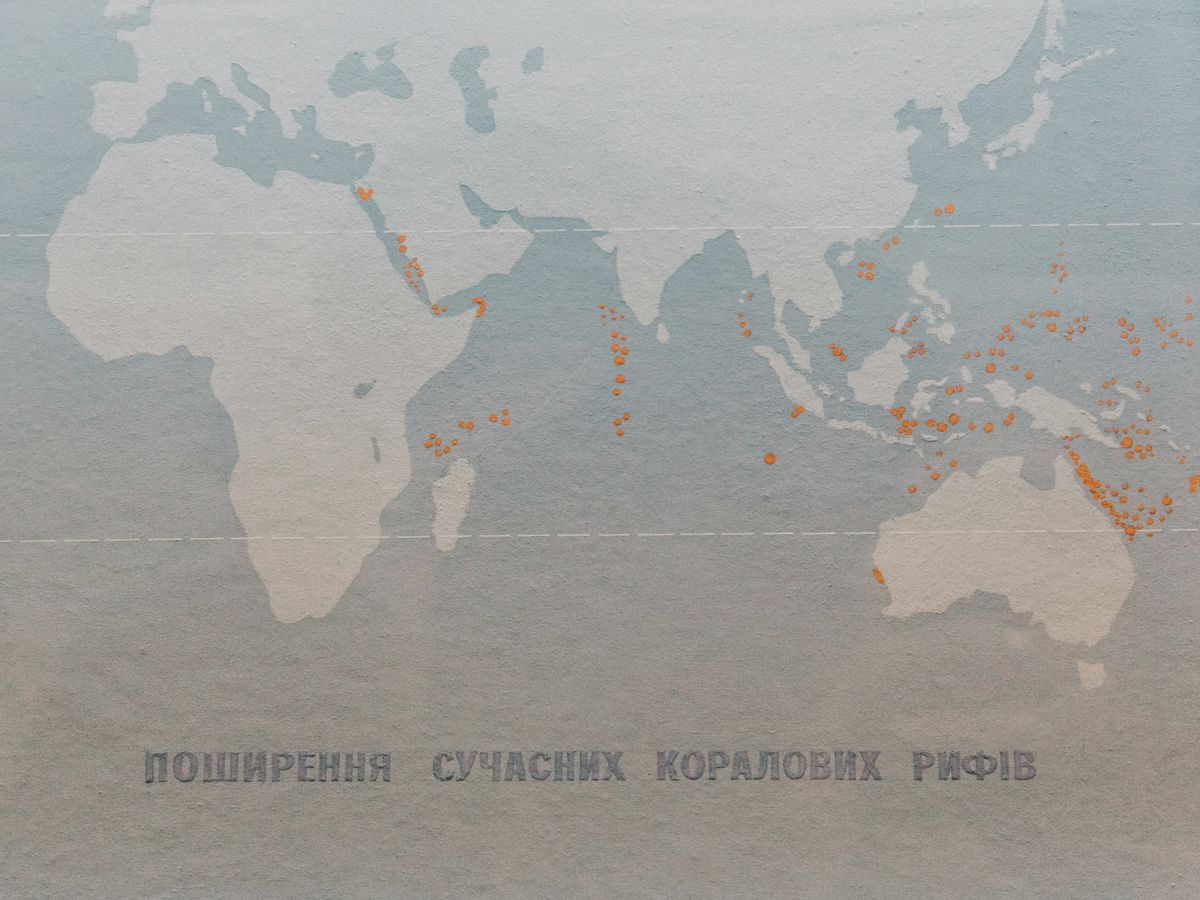 a map of the world with orange dots