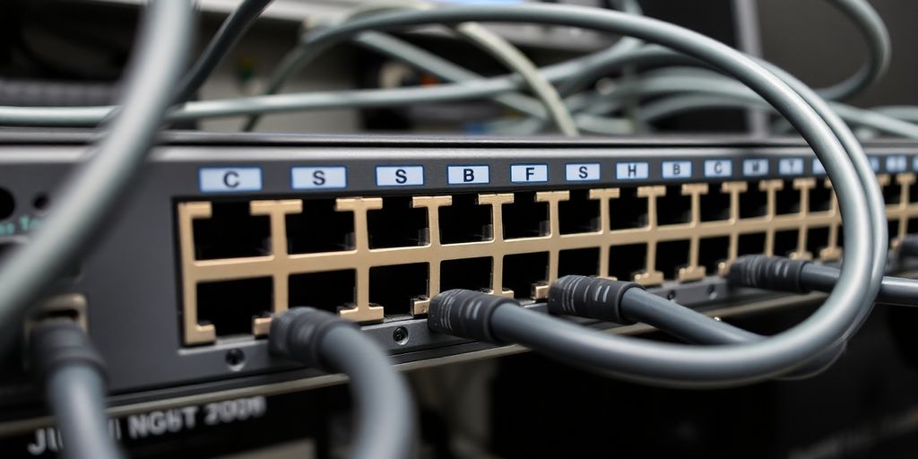 Network router and cables related to Class B IP addressing.