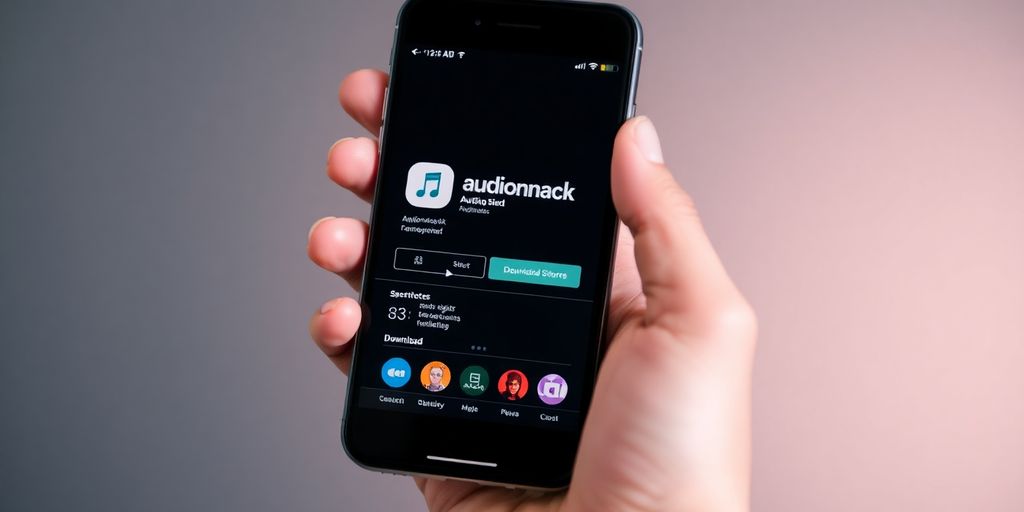 Audiomack app download screen on smartphone