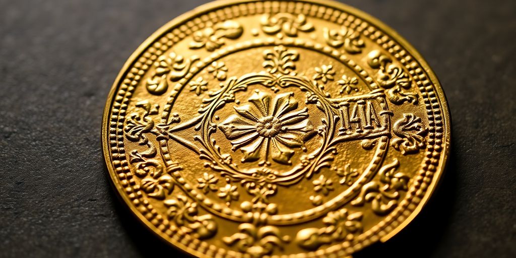 Pièce d'or de la Renaissance avec motifs détaillés.
