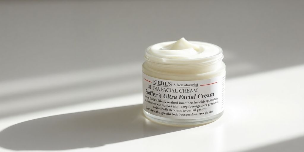 Kiehl's Ultra Facial Cream jar on a clean surface.