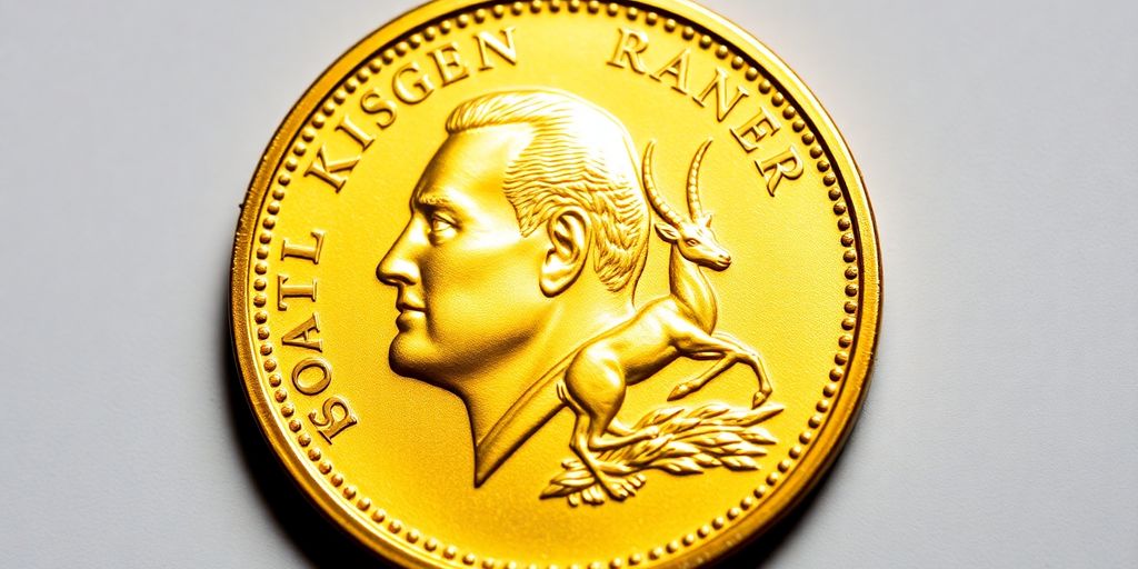 Un lingot d'or Krugerrand brillant.