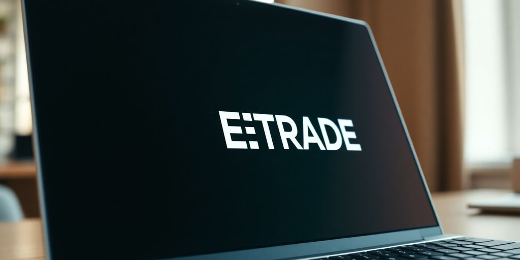 Laptop displaying E*TRADE logo