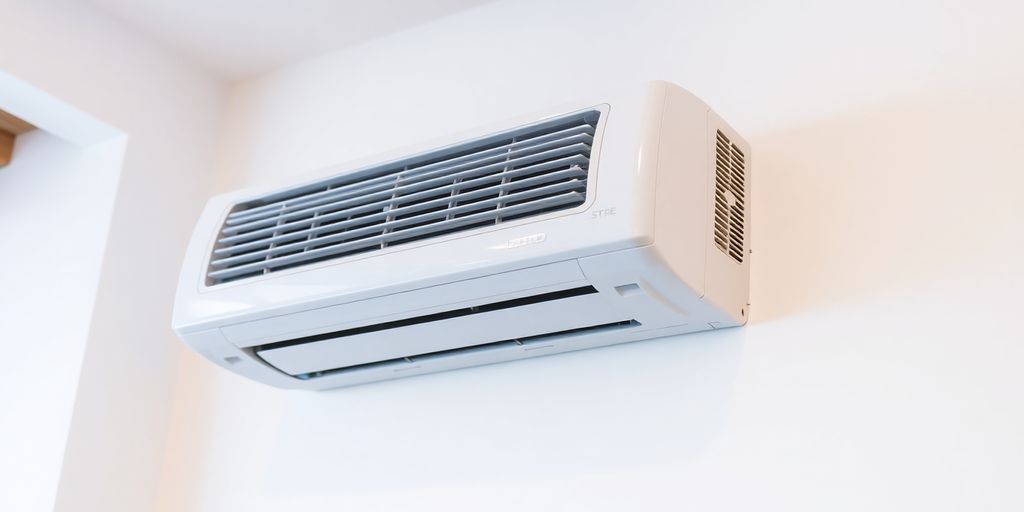 Unité intérieure de climatisation moderne fixée au mur.