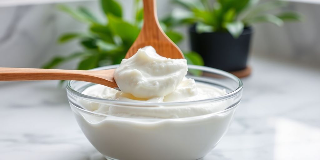 Woman’s hand holding baking soda paste in small white bowl