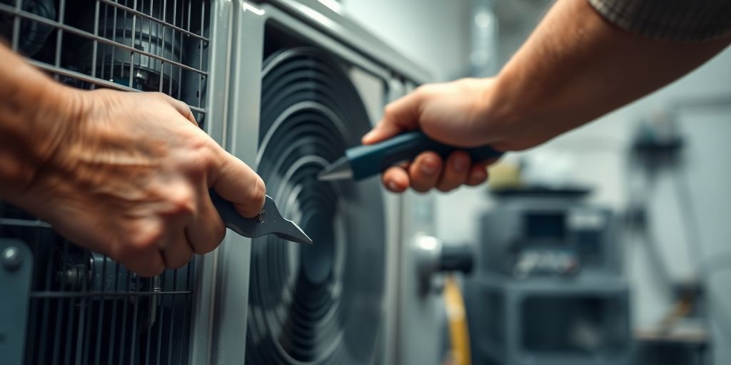 HVAC mechanic working on a unit.