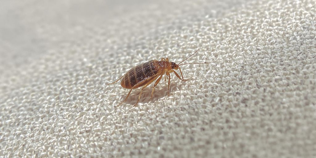 Ciupitura de ploșniță pe o suprafață textilă.