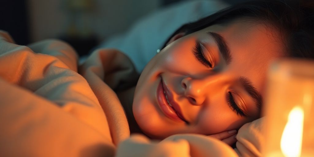 A person peacefully sleeping in bed.